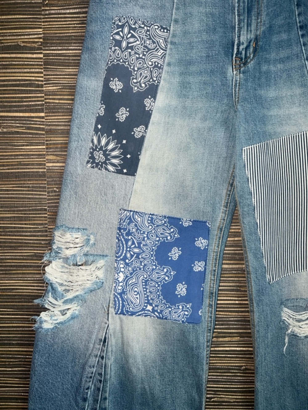 Free People Heart Of Gold Wide Leg Patch Jeans 29 - Picture 5 of 17